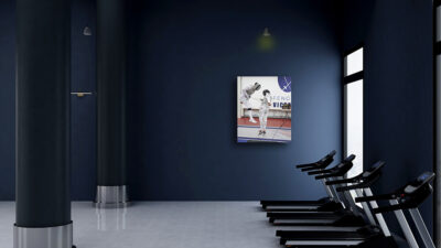 A3 size 297 x 420 mm photo displayed inside a gym with Treadmill on one side